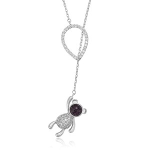 Rhodium Plated Bear Necklace