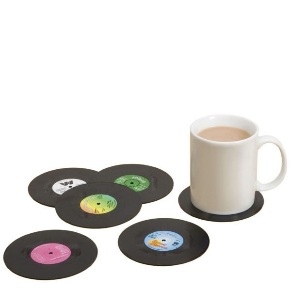 Set of 6 Retro Vinyl Coasters