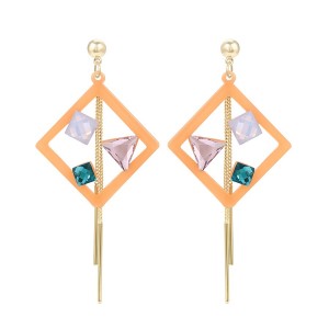 Mutlicolored Crystal Earrings - Light Orange