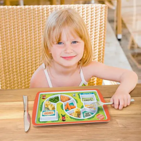Toddler Melamine Compartment Trays In Fun Illustrations